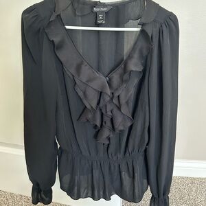White House Black Market Silk Ruffled Blouse - Medium